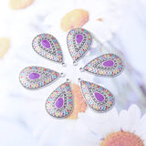 10pcs Bohemian Silver Enamel Purple Charms for Earrings DIY Making
