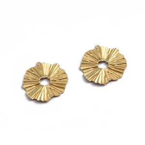 10pcs Brass Wire Drawing Round Charms Pendant for DIY Jewelry Making