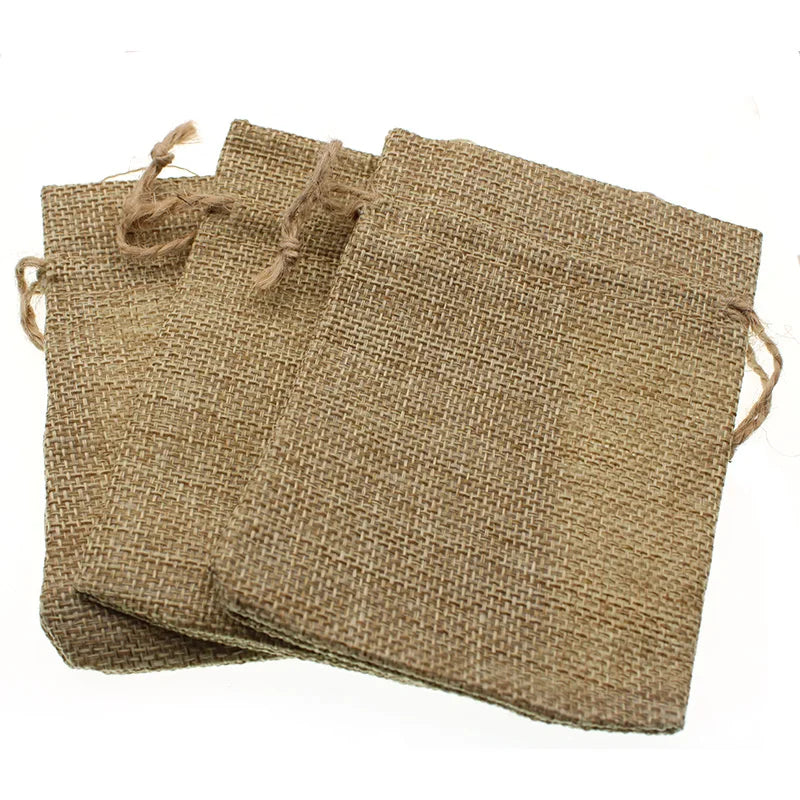 10pcs/lot Jute Drawstring Jewelry Bags 7x9cm,9x12cm,10x15cm