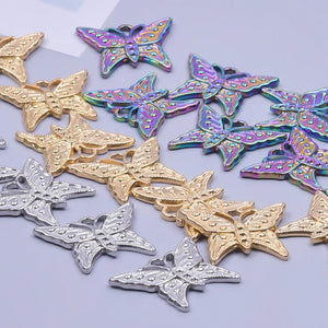 10pcs Butterfly Stainless Steel Rainbow Charms for DIY Jewelry Making