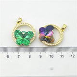 10pcs Butterfly CZ Glass Pendant, Faceted Colored Glass Jewelry
