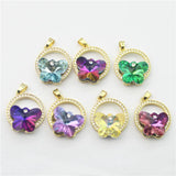 10pcs Butterfly CZ Glass Pendant, Faceted Colored Glass Jewelry