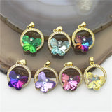 10pcs Butterfly CZ Glass Pendant, Faceted Colored Glass Jewelry