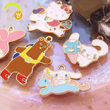 10pcs Cartoon Animal Alloy Drop Oil Enamel Pendant Charms