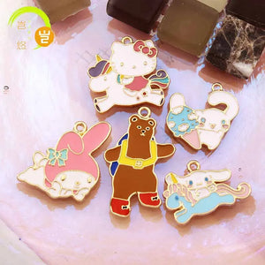 10pcs Cartoon Animal Alloy Drop Oil Enamel Pendant Charms
