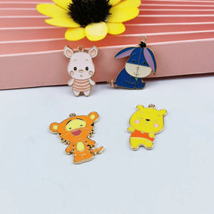 10pcs Cartoon Animals Enamel Charms Metal Pendants for DIY Jewelry