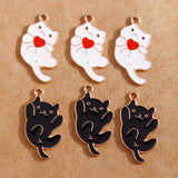 10pcs Cat Enamel Charms Alloy Pendants DIY Jewelry Making