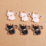 10pcs Cat Enamel Charms Alloy Pendants DIY Jewelry Making