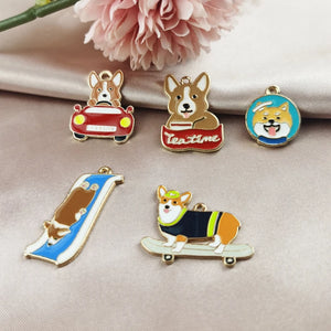10pcs Skateboard Dogs Enamel Charms Pendants for Jewelry Making