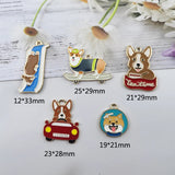10pcs Skateboard Dogs Enamel Charms Pendants for Jewelry Making