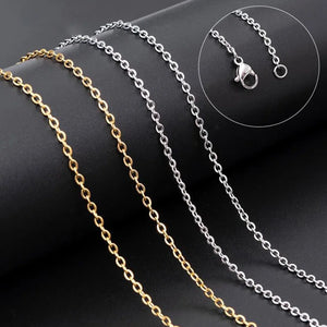 10pcs Stainless Steel Link Cuban Chain Necklaces 2mm Men Women DIY Jewelry