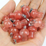10pcs Cherry Quartz Stone Mushroom Pendant Beads Reiki Chakra Healing Gemstone