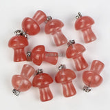 10pcs Cherry Quartz Stone Mushroom Pendant Beads Reiki Chakra Healing Gemstone