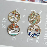 10pcs Chinese Enamel Bridge Stream Charms for DIY Jewelry XL1185