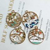 10pcs Chinese Enamel Bridge Stream Charms for DIY Jewelry XL1185