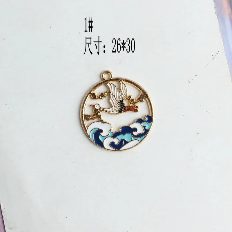 10pcs Chinese Enamel Bridge Stream Charms for DIY Jewelry XL1185