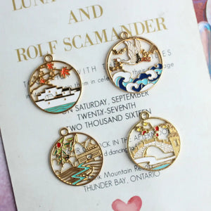 10pcs Chinese Enamel Bridge Stream Charms for DIY Jewelry XL1185