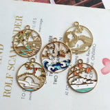 10pcs Chinese Enamel Bridge Stream Charms for DIY Jewelry XL1185