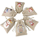 10pcs Christmas Burlap Gift Bag 10x14cm Drawstring Gift Bags