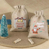 10pcs Christmas Burlap Gift Bag 10x14cm Drawstring Gift Bags