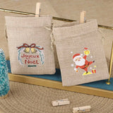 10pcs Christmas Burlap Gift Bag 10x14cm Drawstring Gift Bags