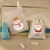 10pcs Christmas Burlap Gift Bag 10x14cm Drawstring Gift Bags