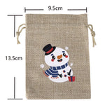 10pcs Christmas Burlap Gift Bag 10x14cm Drawstring Gift Bags