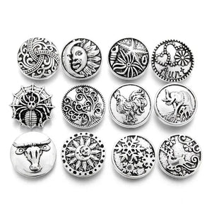 10pcs Mixed Style Christmas Snap Buttons 18mm Metal fit Bracelet