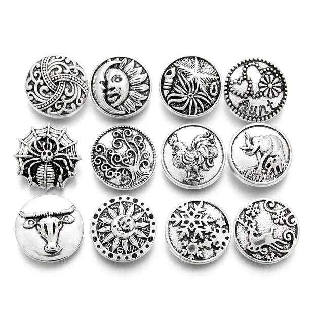 10pcs Mixed Style Christmas Snap Buttons 18mm Metal fit Bracelet