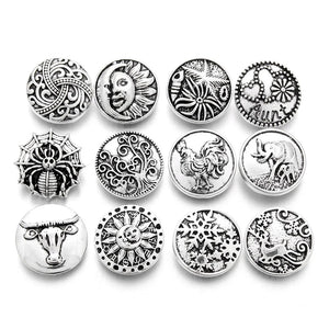10pcs Mixed Style Christmas Snap Buttons 18mm Metal fit Bracelet
