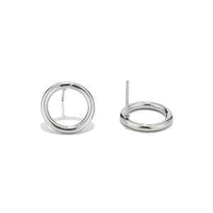 10pcs Circle Cutout Earrings Stainless Steel Silver Tone DIY Sensitive Earring