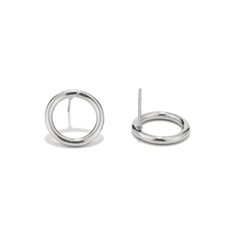 10pcs Circle Cutout Earrings Stainless Steel Silver Tone DIY Sensitive Earring