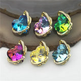 10pcs Clear Glass Heart Pendant, Micro Pave CZ Charm Jewelry