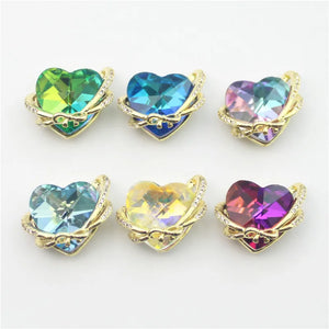 10pcs Clear Glass Heart Pendant, Micro Pave CZ Charm Jewelry