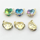 10pcs Clear Glass Heart Pendant, Micro Pave CZ Charm Jewelry