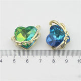 10pcs Clear Glass Heart Pendant, Micro Pave CZ Charm Jewelry
