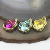 10pcs Clear Glass Heart Pendant, Micro Pave CZ Charm Jewelry