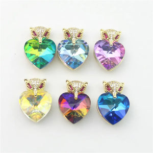 10pcs Colored Glass Owl Pendant, Fashion Jewelry Component, Cubic Zircon Charm