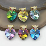 10pcs Colored Glass Owl Pendant, Fashion Jewelry Component, Cubic Zircon Charm