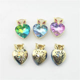 10pcs Colored Glass Owl Pendant, Fashion Jewelry Component, Cubic Zircon Charm