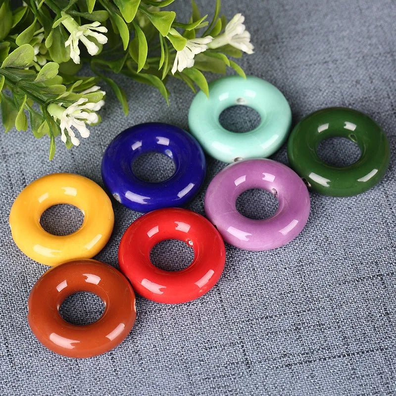 10pcs Colorful Ceramic Round Charm for Jewelry Making DIY