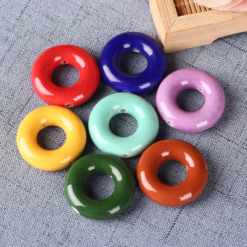 10pcs Colorful Ceramic Round Charm for Jewelry Making DIY