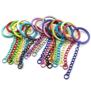 10pcs Colorful Metal Key Ring Key Chain Holder 90mm Long Split Keychain