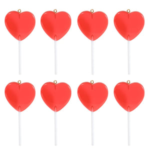 10pcs Colorful Resin Love Heart Lollipop Charms DIY Necklace Keychain