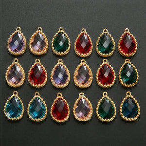 10pcs Colorful Water Drop Crystal Metal Charms Pendant DIY Jewelry Making
