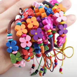 10pcs Colorful Wood Beads Friendship Bracelets Charm Bangle Beach Jewelry