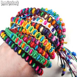 10pcs Colorful Wood Beads Friendship Bracelets Charm Bangle Beach Jewelry