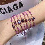 Colorful Glass Stone Charm Bracelet Multicolor Rope Chain Hot Fine Jewelry