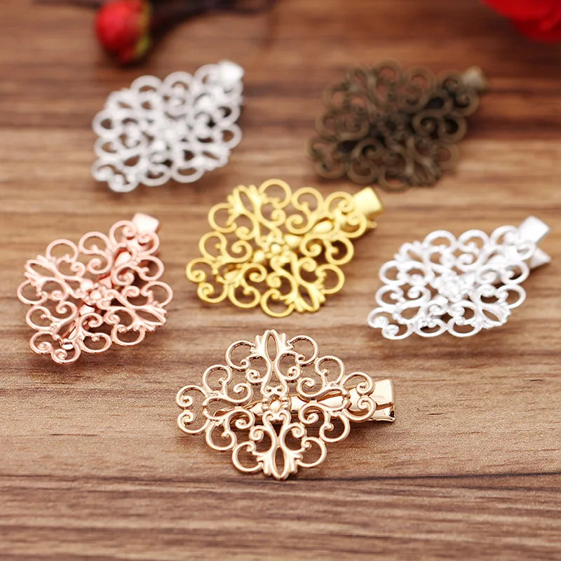 10pcs Copper Vintage Hairpins Hair Clips for DIY Hair Jewelry Making