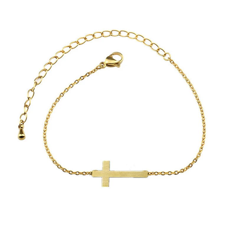 10pcs/lot Religion Charm Cross Bracelets Stainless Steel Jesus Bracelet